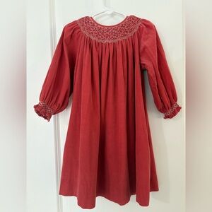 Vintage Orient Expressed Smocked Corduroy Dress Girls Size 2 Coral / Rose Pink